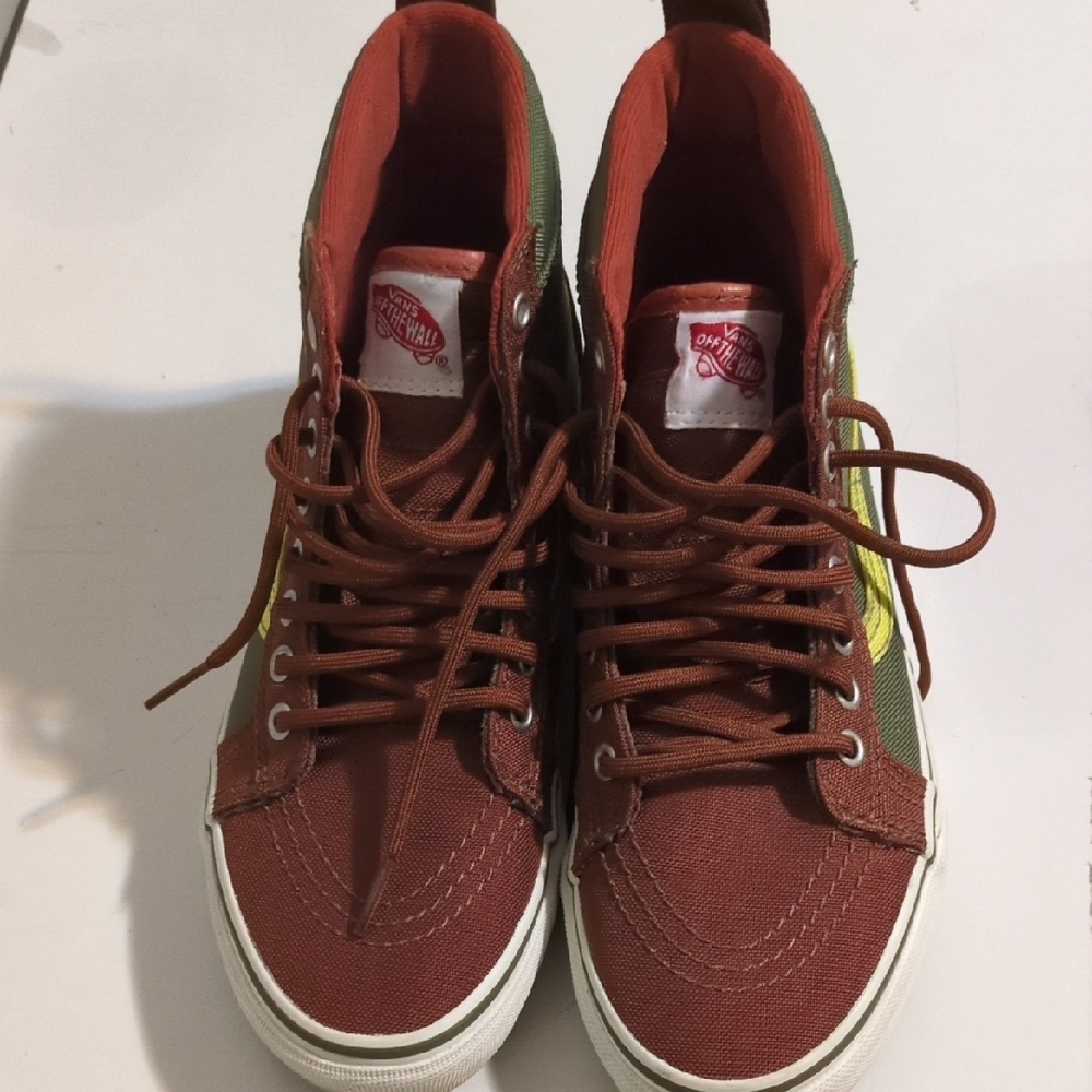 Vans High-Top Sneakers in Brown and Green